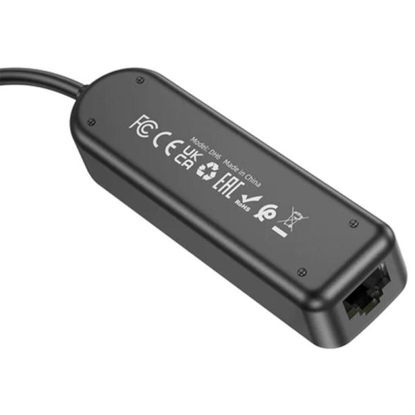 USB хаб Borofone DH6 Erudite 4in1 Gigabit Ethernet (Type-C to USB3.0*3+RJ45) - Зображення 3