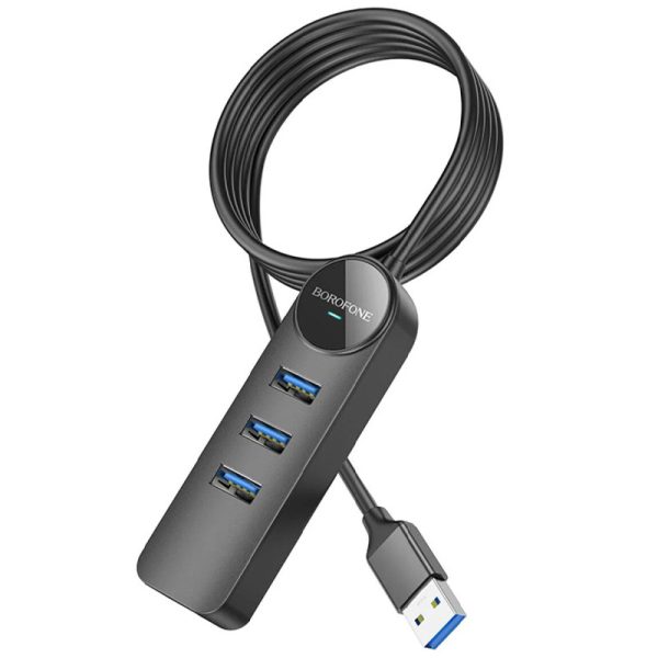 USB хаб Borofone DH6 Erudite 4in1 Gigabit Ethernet (USB to USB3.0*3+RJ45)