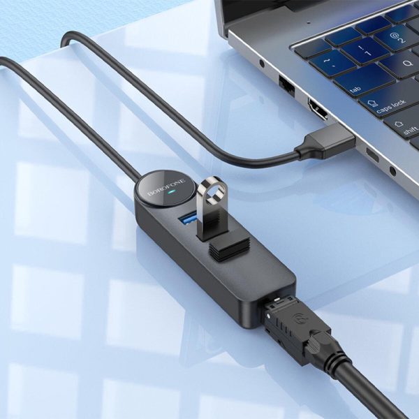 USB хаб Borofone DH6 Erudite 4in1 Gigabit Ethernet (USB to USB3.0*3+RJ45) - Зображення 6