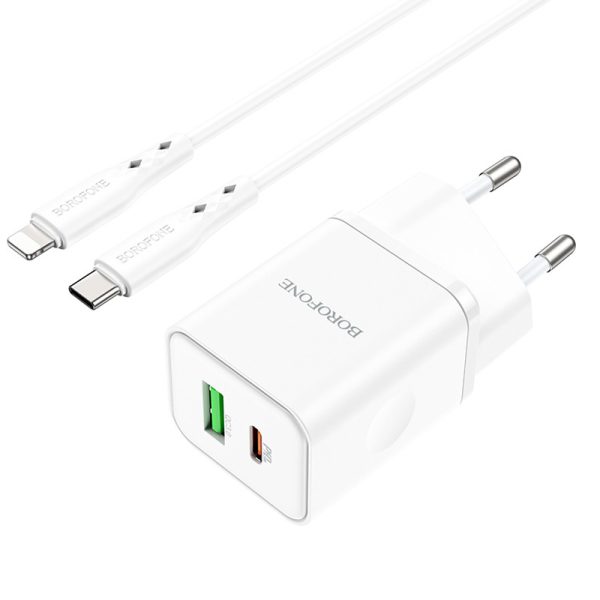 Зарядний пристрій Borofone BN7 PD20W+QC3.0 (1USB-A/1C) + Type-C to Lightning - Зображення 2