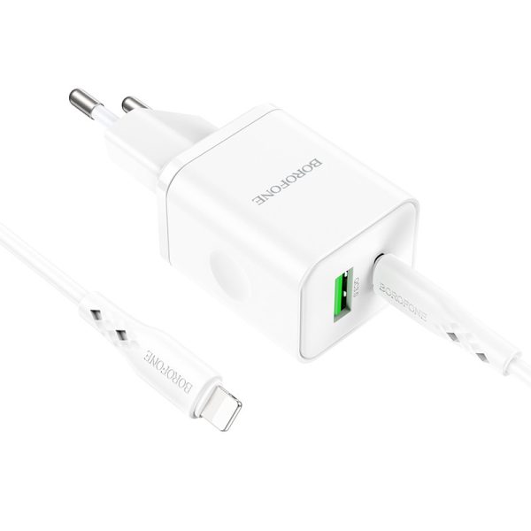 Зарядний пристрій Borofone BN7 PD20W+QC3.0 (1USB-A/1C) + Type-C to Lightning - Зображення 3