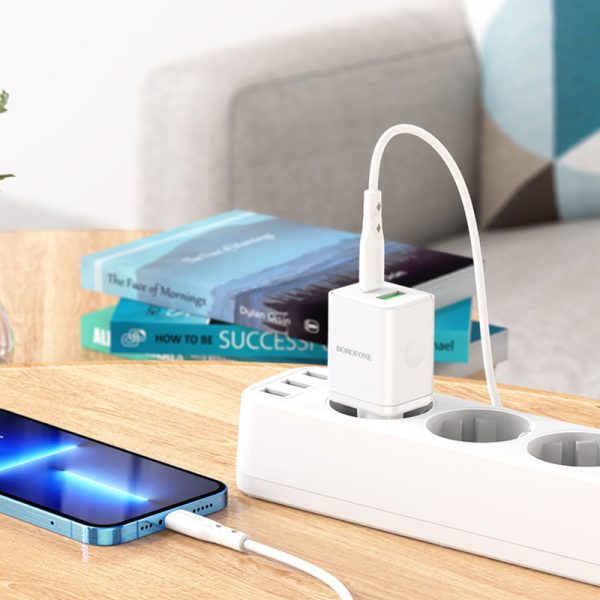 Зарядний пристрій Borofone BN7 PD20W+QC3.0 (1USB-A/1C) + Type-C to Lightning - Зображення 7