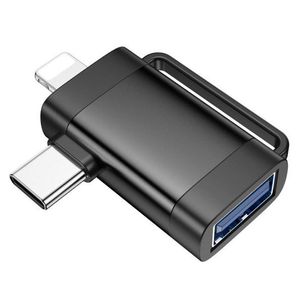Перехідник Hoco UA31F OTG 2in1 Lightning male/Type-C male to USB female - Зображення 4