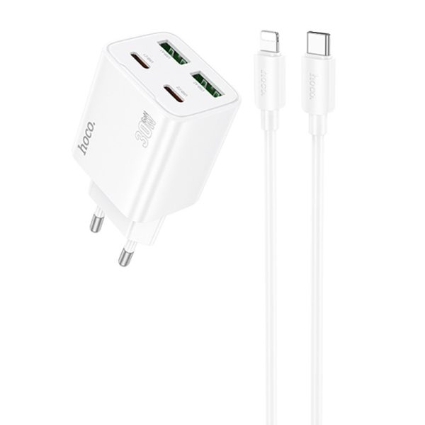 Зарядний пристрій Hoco N56 Fundador PD30W four-port (2C2A) + Type-C to Lightning