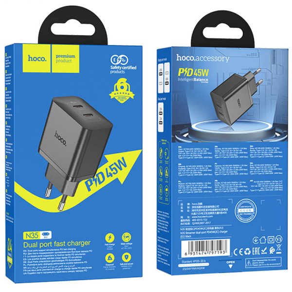 Зарядний пристрій Hoco N35 Streamer PD45W (2C) - Зображення 5