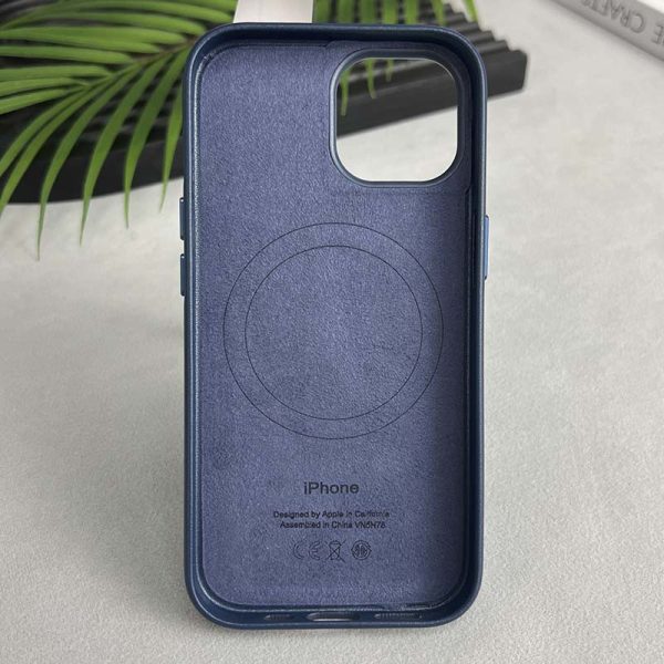 Шкіряний чохол для Apple iPhone 15 Pro Синій Leather Case with MagSafe and Animation - Зображення 2