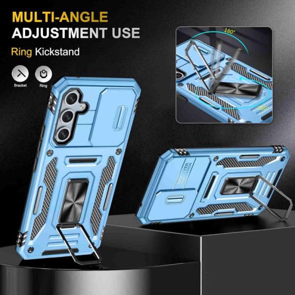 Ударостійкий чохол для Samsung Galaxy A34 5G Блакитний Camshield Army Ring - Зображення 3