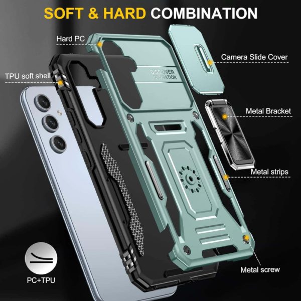 Ударостійкий чохол для Samsung Galaxy A34 5G Зелений Camshield Army Ring - Зображення 5