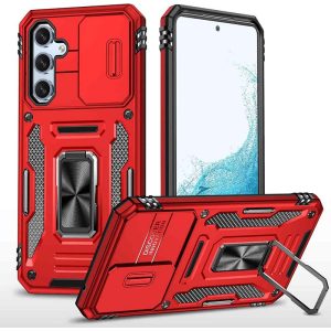 Ударостійкий чохол для Samsung Galaxy A34 5G Червоний Camshield Army Ring
