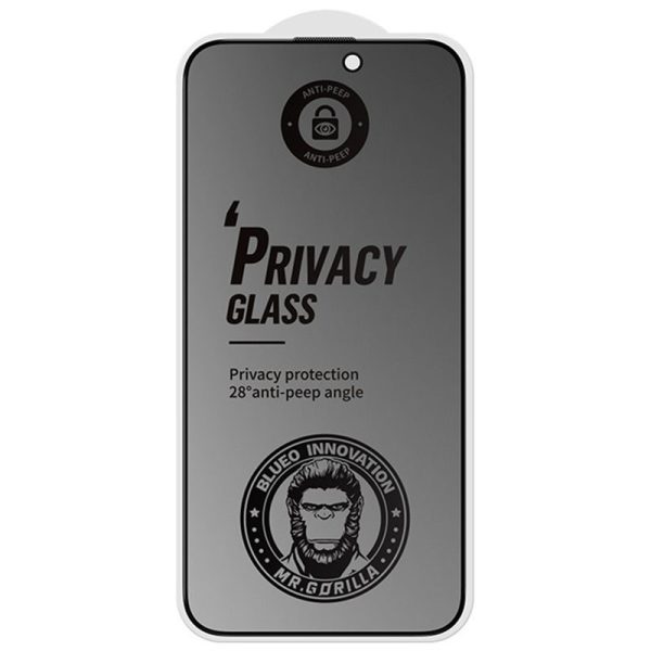 Захисне 2.5D скло Blueo Full Cover Anti-Peep Matte для Apple iPhone 15 Pro - Зображення 2
