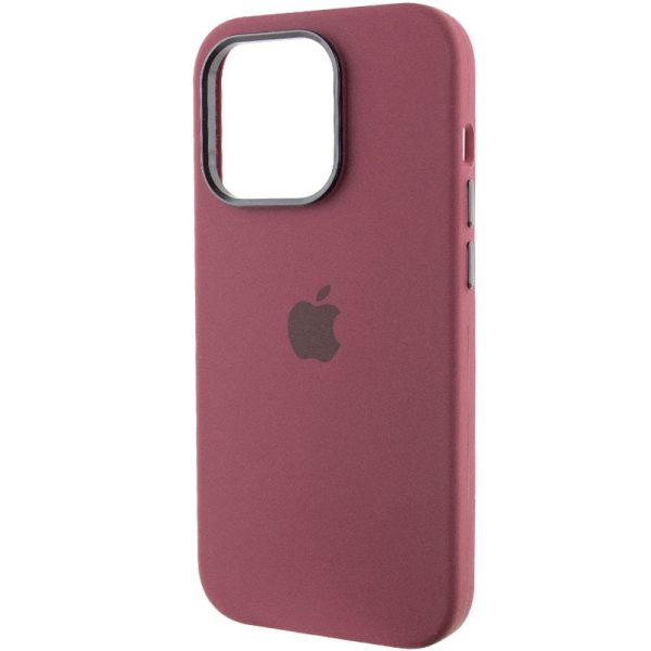 Чохол для iPhone 13 Pro Бордовий Silicone Case Metal Buttons - Зображення 3