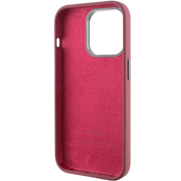 Чохол для iPhone 13 Pro Бордовий Silicone Case Metal Buttons - Зображення 5