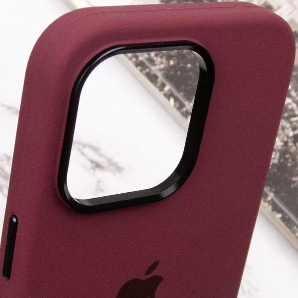 Чохол для iPhone 13 Pro Бордовий Silicone Case Metal Buttons - Зображення 8
