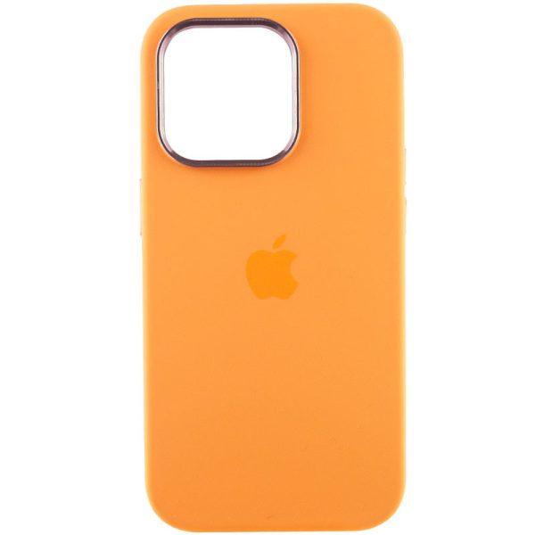Чохол для iPhone 13 Pro Помаранчевий Silicone Case Metal Buttons - Зображення 2