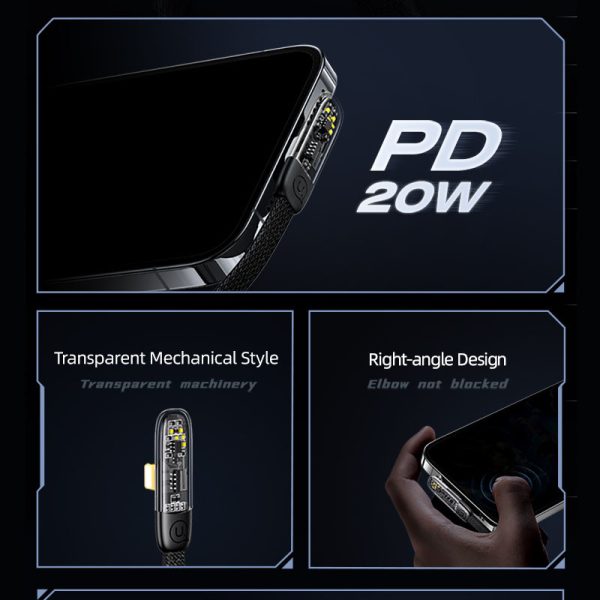 Дата кабель USAMS US-SJ586 Type-C to Lightning PD 20W Right-angle (2m) - Зображення 2