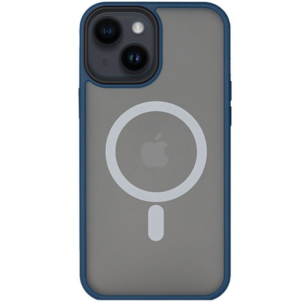 Чохол для iPhone 14 Plus Синій Metal Buttons with MagSafe