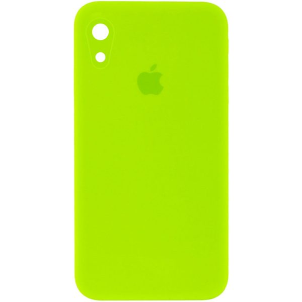 Чохол для iPhone XR Салатовий Silicone Case Square Full Camera Protective