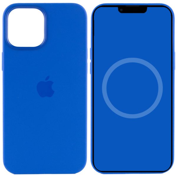 Чохол для iPhone 12 Pro Max Синій Silicone case full with Magsafe and Animation