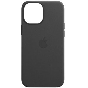 Шкіряний чохол для Apple iPhone 12 Pro Max Чорний Leather Case with MagSafe and Animation