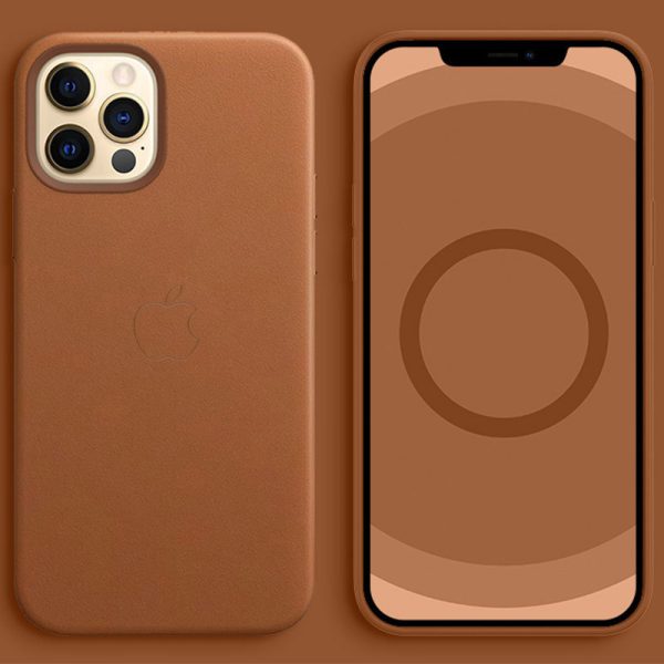 Шкіряний чохол для Apple iPhone 12 Pro Max Saddle Коричневий Leather Case with MagSafe and Animation - Зображення 2