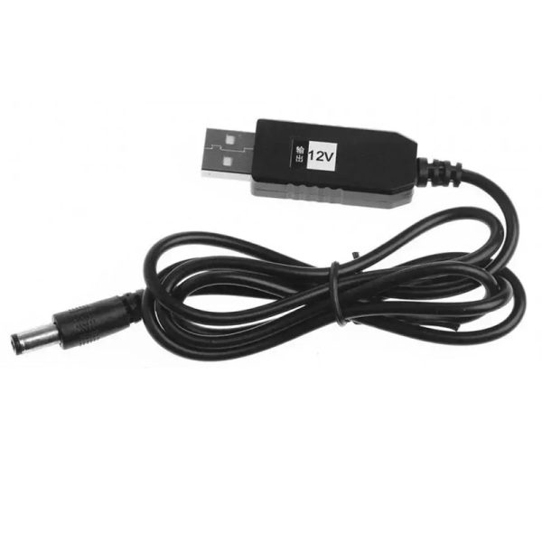 Кабель живлення для роутера/модема USB-DC (2.1x5.5mm) з перетворювачем до 12V in box (1m) - Зображення 3