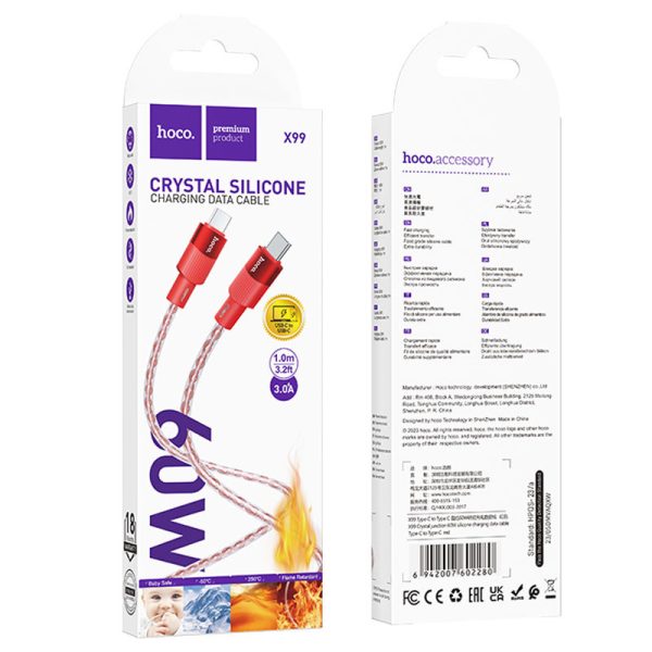 Дата кабель Hoco X99 Crystal Junction Type-C to Type-C 60W (1m) - Зображення 6