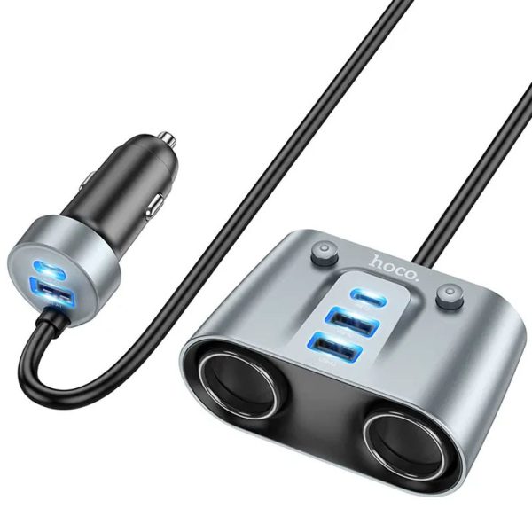 АЗП Hoco Z51 Establisher 147W(2C3A) 2-in-1 cigarette lighter car charger - Зображення 3