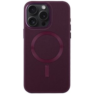 Шкіряний чохол для Apple iPhone 12 Pro Max Бордовий Bonbon Leather Metal Style with MagSafe