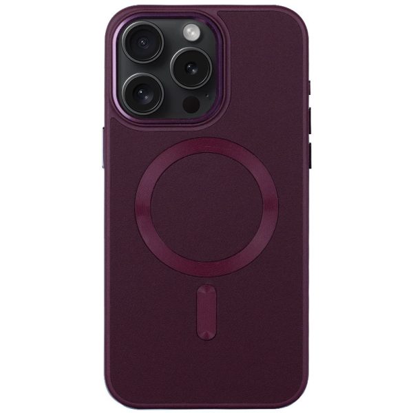 Шкіряний чохол для Apple iPhone 12 Pro Max Бордовий Bonbon Leather Metal Style with MagSafe