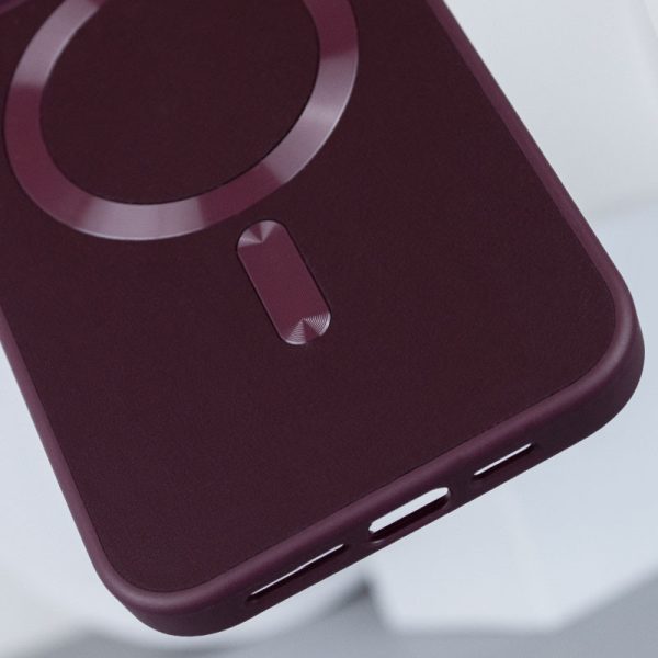 Шкіряний чохол для Apple iPhone 12 Pro Max Бордовий Bonbon Leather Metal Style with MagSafe - Зображення 4