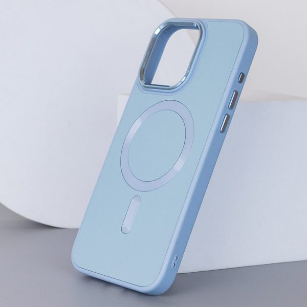 Шкіряний чохол для Apple iPhone 12 Pro Max Блакитний Bonbon Leather Metal Style with MagSafe - Зображення 3