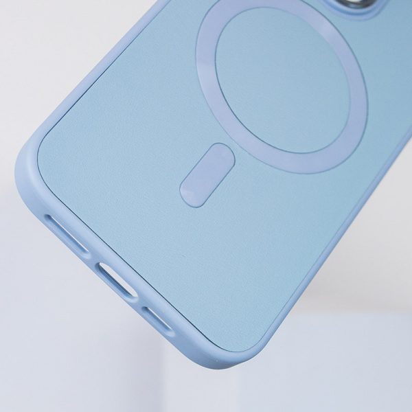 Шкіряний чохол для Apple iPhone 12 Pro Max Блакитний Bonbon Leather Metal Style with MagSafe - Зображення 4