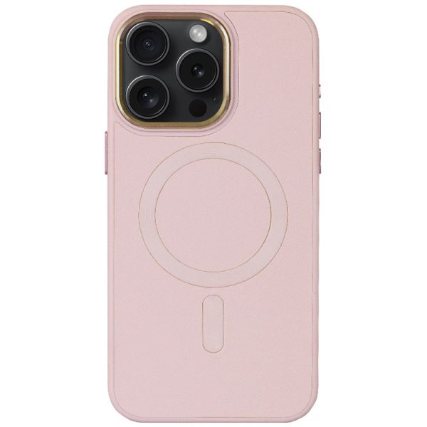 Шкіряний чохол для Apple iPhone 12 Pro Max Рожевий Bonbon Leather Metal Style with MagSafe