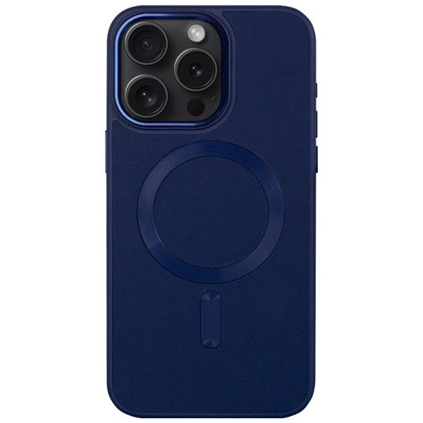 Шкіряний чохол для Apple iPhone 12 Pro Max Синій Bonbon Leather Metal Style with MagSafe