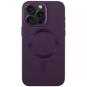 Шкіряний чохол для Apple iPhone 12 Pro Max Фіолетовий Bonbon Leather Metal Style with MagSafe