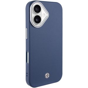 Чохол для iPhone 16 Plus Синій PC+Leather SGP with MagSafe