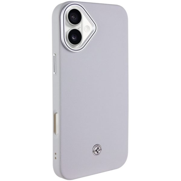 Чохол для iPhone 16 Plus Сірий PC+Leather SGP with MagSafe