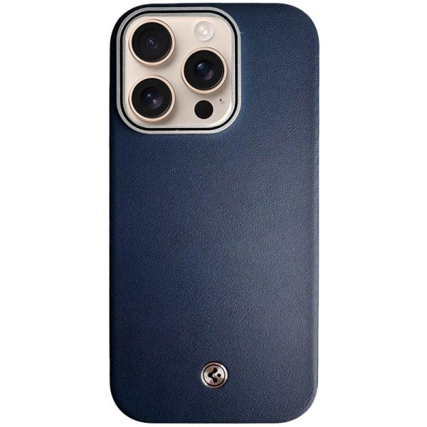 Чохол для iPhone 16 Pro Синій PC+Leather SGP with MagSafe