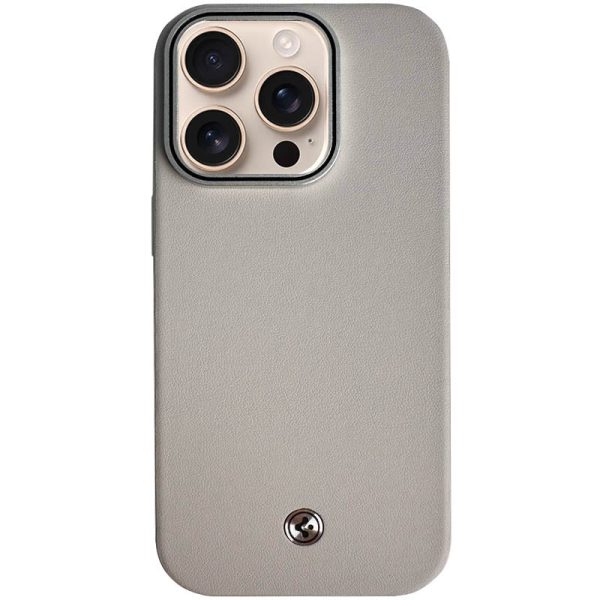 Чохол для iPhone 16 Pro Max Сірий PC+Leather SGP with MagSafe