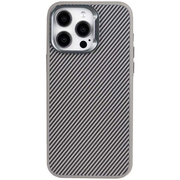 Чохол для iPhone 14 Pro Сірий TPU+PC Carbon with MagSafe - Зображення 7