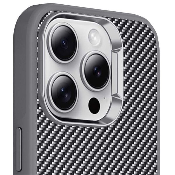 Чохол для iPhone 14 Pro Max Сірий TPU+PC Carbon with MagSafe - Зображення 2