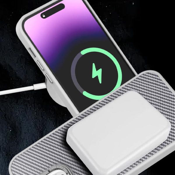 Чохол для iPhone 14 Pro Max Сірий TPU+PC Carbon with MagSafe - Зображення 5
