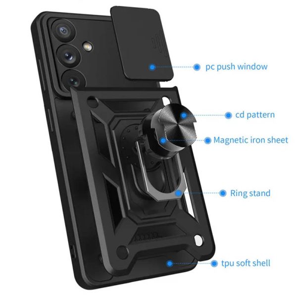 Ударостійкий чохол для Samsung Galaxy A36 5G Чорний Camshield Serge Ring - Зображення 4