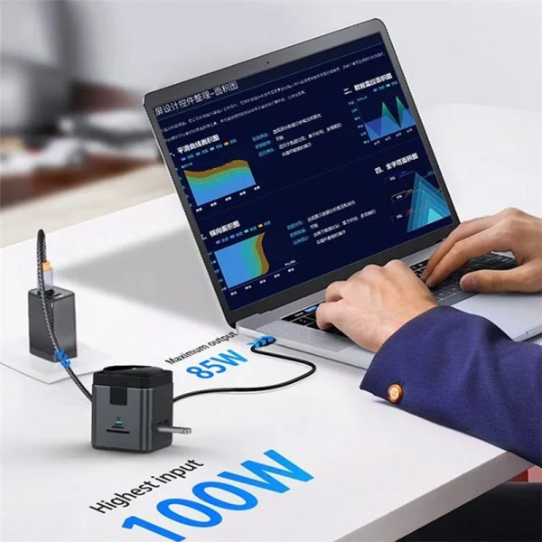 Бездротова зарядка + HUB WIWU Wi-W025 Cube 9in1 USB-C - Зображення 3