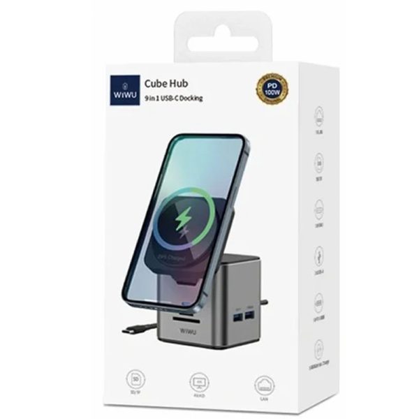 Бездротова зарядка + HUB WIWU Wi-W025 Cube 9in1 USB-C - Зображення 8