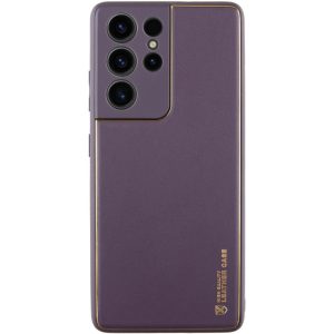 Шкіряний чохол для Samsung Galaxy S21 Ultra Фіолетовий Xshield