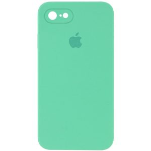 Чохол для iPhone 7 / 8 / SE (2020) Зелений Silicone Case Square Full Camera Protective