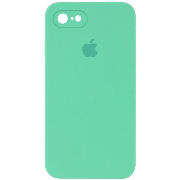 Чохол для iPhone 7 / 8 / SE (2020) Зелений Silicone Case Square Full Camera Protective