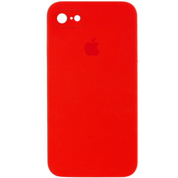 Чохол для iPhone 7 / 8 / SE (2020) Червоний Silicone Case Square Full Camera Protective