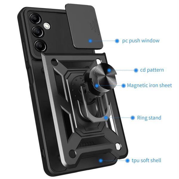 Ударостійкий чохол для Samsung Galaxy M14 5G Чорний Camshield Serge Ring - Зображення 3
